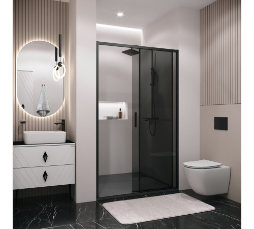 Дверь в нишу Grossman Style 100.K33.05.100.21.10 (100х195) черный матовый,стекло тонированное,раздвижная