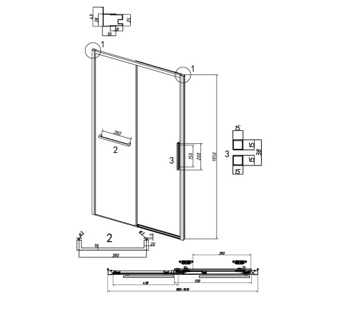 Дверь в нишу Grossman Style 100.K33.05.100.21.10 (100х195) черный матовый,стекло тонированное,раздвижная