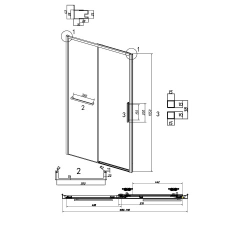 Дверь в нишу Grossman Style 100.K33.05.110.21.10 (110х195) черный матовый,стекло тонированное,раздвижная