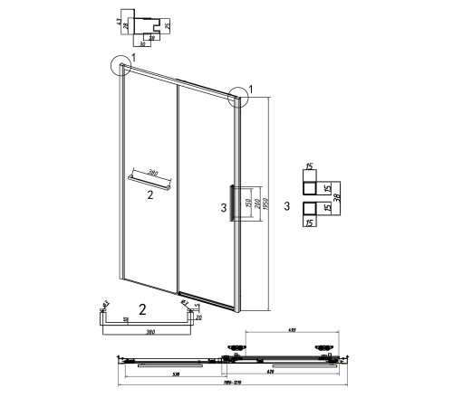 Дверь в нишу Grossman Style 100.K33.05.120.21.10 (120х195) черный матовый,стекло тонированное,раздвижная
