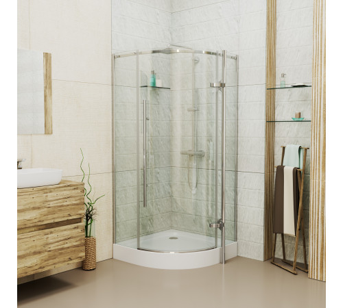 Душевое ограждение Grossman Style GR-5090 (90х90х190) четверть круга,хром,стекло прозрачное,распашная