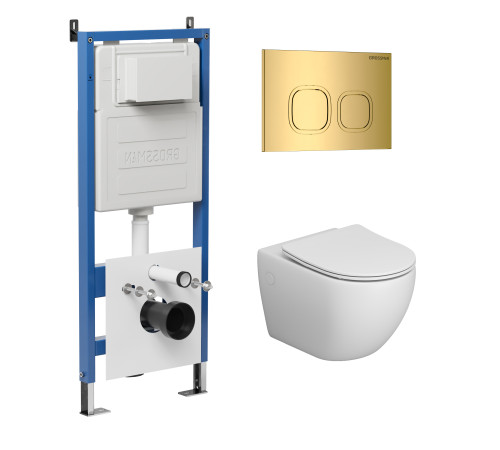 Комплект 3 в 1: Grossman инсталляция 900.K31.01.000+клавиша 700.K31.02.300.300 золото глянцевый+унитаз GR-4411SQ