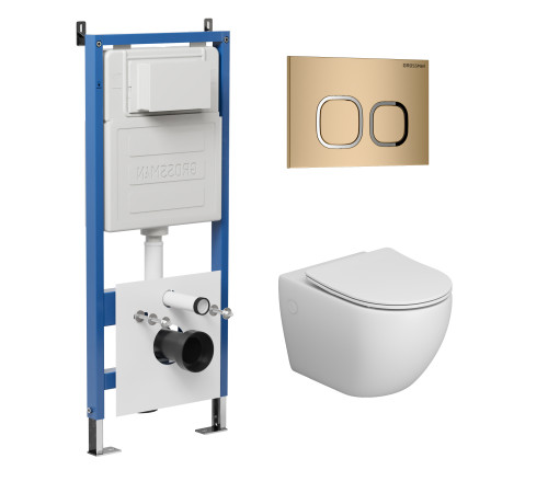 Комплект 3 в 1: Grossman инсталляция 900.K31.01.000+клавиша 700.K31.02.310.310 золото матовый+унитаз GR-4411S