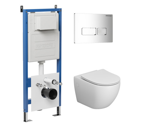 Комплект 3 в 1: Grossman инсталляция 900.K31.01.000+клавиша 700.K31.03.100.100 хром глянцевый+унитаз GR-4411SQ