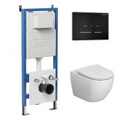 Комплект 3 в 1: Grossman инсталляция 900.K31.01.000+клавиша 700.K31.03.210.210 черный матовый+унитаз GR-4411SQ