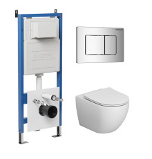 Комплект 3 в 1: Grossman инсталляция 900.K31.01.000+клавиша 700.K31.04.10M.10M хром глянцевый+унитаз GR-4411S