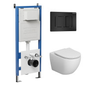 Комплект 3 в 1: Grossman инсталляция 900.K31.01.000+клавиша 700.K31.04.21M.21M черный матовый+унитаз GR-4411SQ