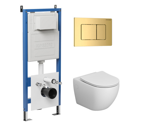 Комплект 3 в 1: Grossman инсталляция 900.K31.01.000+клавиша 700.K31.04.30M.30M золото глянцевый+унитаз GR-4411SQ