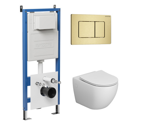 Комплект 3 в 1: Grossman инсталляция 900.K31.01.000+клавиша 700.K31.04.32M.32M золото сатиновый+унитаз GR-4411SQ