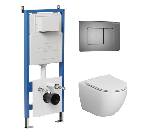 Комплект 3 в 1: Grossman инсталляция 900.K31.01.000+клавиша 700.K31.04.42M.42M графит сатиновый+унитаз GR-4411S