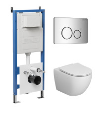 Комплект 3 в 1: Grossman инсталляция 900.K31.01.000+клавиша 700.K31.05.10M.10M хром глянцевый+унитаз GR-4411SQ