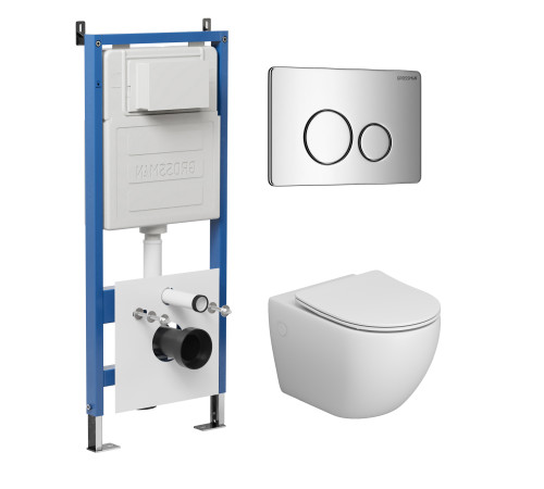 Комплект 3 в 1: Grossman инсталляция 900.K31.01.000+клавиша 700.K31.05.10M.10M хром глянцевый+унитаз GR-4411S