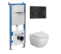 Комплект 3 в 1: Grossman инсталляция 900.K31.01.000+клавиша 700.K31.05.21M.21M черный матовый+унитаз GR-4411S