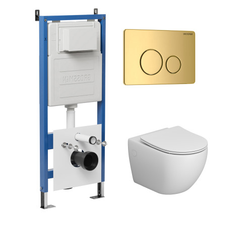 Комплект 3 в 1: Grossman инсталляция 900.K31.01.000+клавиша 700.K31.05.30M.30M золото глянцевый+унитаз GR-4411SQ