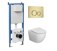 Комплект 3 в 1: Grossman инсталляция 900.K31.01.000+клавиша 700.K31.05.32M.32M золото сатиновый+унитаз GR-4411SQ