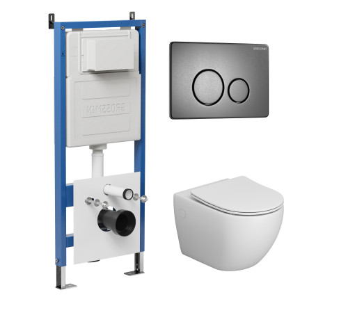 Комплект 3 в 1: Grossman инсталляция 900.K31.01.000+клавиша 700.K31.05.42M.42M графит сатиновый+унитаз GR-4411SQ