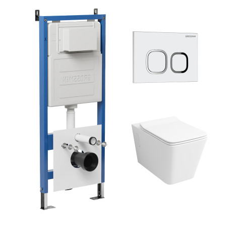 Комплект 3 в 1: Grossman инсталляция 900.K31.01.000+клавиша 700.K31.02.000.000 белый+унитаз GR-4414S