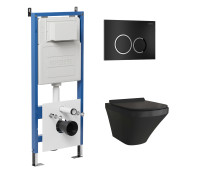 Комплект 3 в 1: Grossman инсталляция 900.K31.01.000+клавиша 700.K31.01.210.210 черный матовый+унитаз GR-4440BMS