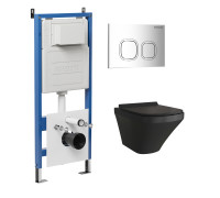 Комплект 3 в 1: Grossman инсталляция 900.K31.01.000+клавиша 700.K31.02.100.100 хром глянцевый+унитаз GR-4440BMS