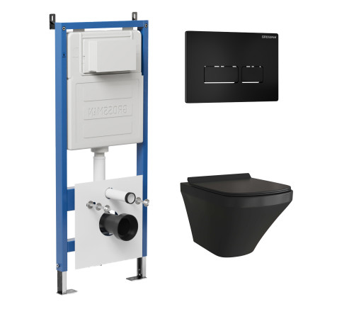 Комплект 3 в 1: Grossman инсталляция 900.K31.01.000+клавиша 700.K31.03.210.210 черный матовый+унитаз GR-4440BMS