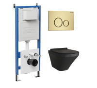 Комплект 3 в 1: Grossman инсталляция 900.K31.01.000+клавиша 700.K31.05.32M.32M золото сатиновый+унитаз GR-4440BMS