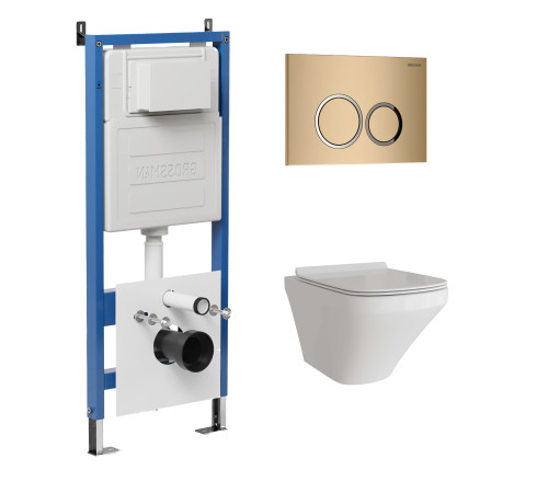 Комплект 3 в 1: Grossman инсталляция 900.K31.01.000+клавиша 700.K31.01.310.310 золото матовый+унитаз GR-4440S