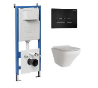 Комплект 3 в 1: Grossman инсталляция 900.K31.01.000+клавиша 700.K31.03.210.210 черный матовый+унитаз GR-4440S