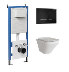 Комплект 3 в 1: Grossman инсталляция 900.K31.01.000+клавиша 700.K31.03.210.210 черный матовый+унитаз GR-4440S