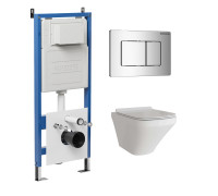 Комплект 3 в 1: Grossman инсталляция 900.K31.01.000+клавиша 700.K31.04.10M.10M хром глянцевый+унитаз GR-4440S