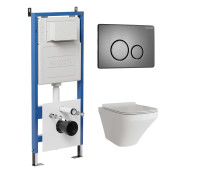 Комплект 3 в 1: Grossman инсталляция 900.K31.01.000+клавиша 700.K31.05.42M.42M графит сатиновый+унитаз GR-4440S