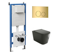 Комплект 3 в 1: Grossman инсталляция 900.K31.01.000+клавиша 700.K31.01.300.300 золото глянцевый+унитаз GR-4441BMS