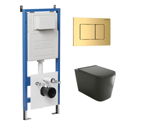 Комплект 3 в 1: Grossman инсталляция 900.K31.01.000+клавиша 700.K31.04.30M.30M золото глянцевый+унитаз GR-4441BMS