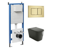 Комплект 3 в 1: Grossman инсталляция 900.K31.01.000+клавиша 700.K31.04.32M.32M золото сатиновый+унитаз GR-4441BMS