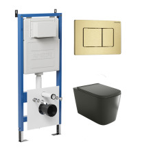 Комплект 3 в 1: Grossman инсталляция 900.K31.01.000+клавиша 700.K31.04.32M.32M золото сатиновый+унитаз GR-4441BMS