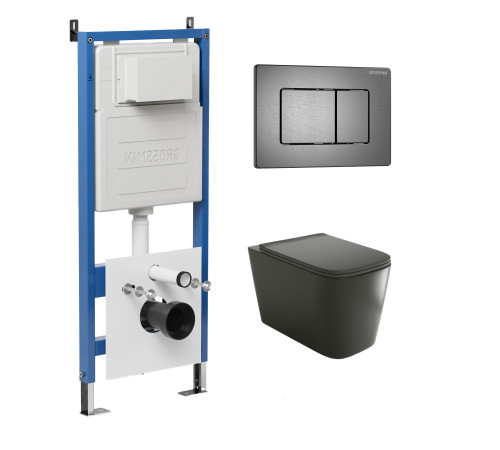 Комплект 3 в 1: Grossman инсталляция 900.K31.01.000+клавиша 700.K31.04.42M.42M графит сатиновый+унитаз GR-4441BMS