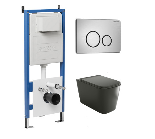 Комплект 3 в 1: Grossman инсталляция 900.K31.01.000+клавиша 700.K31.05.12M.12M хром сатиновый+унитаз GR-4441BMS