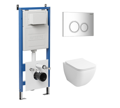 Комплект 3 в 1: Grossman инсталляция 900.K31.01.000+клавиша 700.K31.01.100.100 хром глянцевый+унитаз GR-4447S