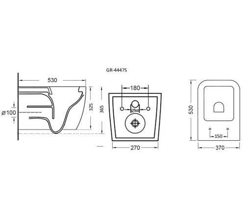 Комплект 3 в 1: Grossman инсталляция 900.K31.01.000+клавиша 700.K31.02.210.210 черный матовый+унитаз GR-4447S