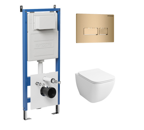 Комплект 3 в 1: Grossman инсталляция 900.K31.01.000+клавиша 700.K31.03.310.310 золото матовый+унитаз GR-4447S