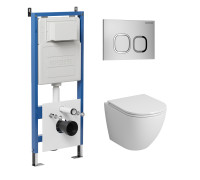 Комплект 3 в 1: Grossman инсталляция 900.K31.01.000+клавиша 700.K31.02.110.110 хром матовый+унитаз GR-4455S