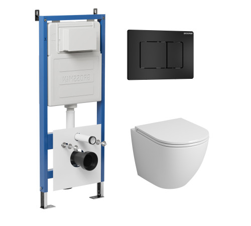 Комплект 3 в 1: Grossman инсталляция 900.K31.01.000+клавиша 700.K31.04.21M.21M черный матовый+унитаз GR-4455SQ