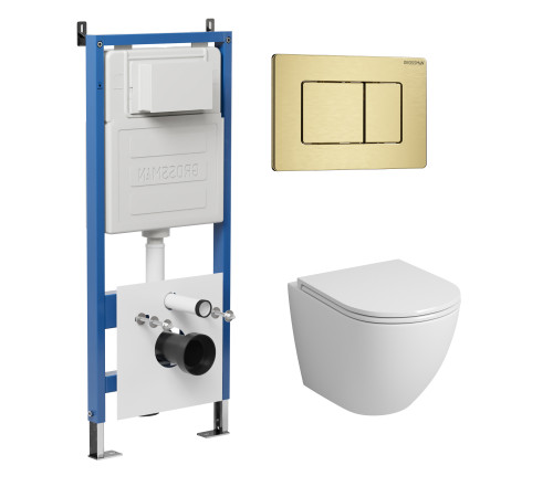 Комплект 3 в 1: Grossman инсталляция 900.K31.01.000+клавиша 700.K31.04.32M.32M золото сатиновый+унитаз GR-4455S