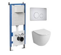 Комплект 3 в 1: Grossman инсталляция 900.K31.01.000+клавиша 700.K31.05.01M.01M белый матовый+унитаз GR-4455SQ