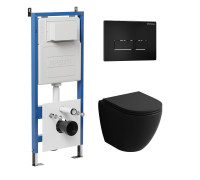 Комплект 3 в 1: Grossman инсталляция 900.K31.01.000+клавиша 700.K31.03.210.210 черный матовый+унитаз GR-4455BMS
