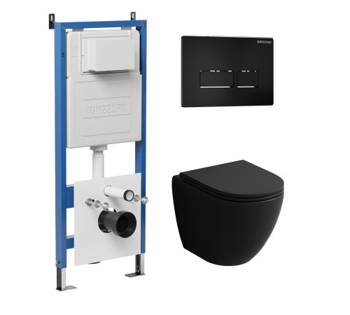 Комплект 3 в 1: Grossman инсталляция 900.K31.01.000+клавиша 700.K31.03.210.210 черный матовый+унитаз GR-4455BMS