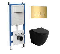 Комплект 3 в 1: Grossman инсталляция 900.K31.01.000+клавиша 700.K31.03.300.300 золото глянцевый+унитаз GR-4455BMS