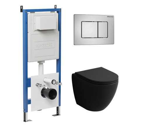 Комплект 3 в 1: Grossman инсталляция 900.K31.01.000+клавиша 700.K31.04.12M.12M хром сатиновый+унитаз GR-4455BMS