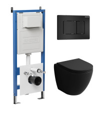 Комплект 3 в 1: Grossman инсталляция 900.K31.01.000+клавиша 700.K31.04.21M.21M черный матовый+унитаз GR-4455BMS