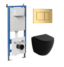 Комплект 3 в 1: Grossman инсталляция 900.K31.01.000+клавиша 700.K31.04.30M.30 золото глянцевый+унитаз GR-4455BMS