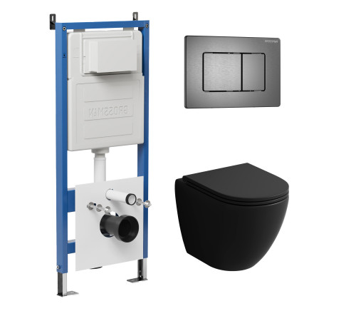 Комплект 3 в 1: Grossman инсталляция 900.K31.01.000+клавиша 700.K31.04.42M.42M графит сатиновый+унитаз GR-4455BMS